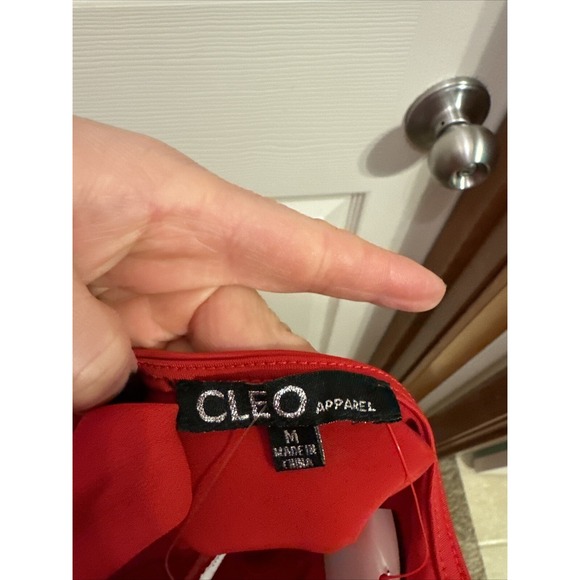 NWT Cleo Apparel Women's Red Crochet Top Sleeveless Bodysuit - Picture 5 of 6